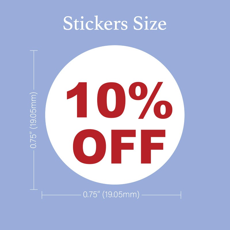 Store Fixtures Direct 10% Percent Off Mark Down Dot Stickers, 3/4" Round Self Adhesive Retail Circle Labels, 1000 Pack - Image 2